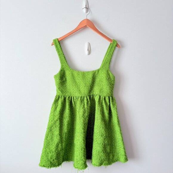 Zara Textured Weave Short Dress Bloggers Fav Green Size Medium - Picture 5 of 10